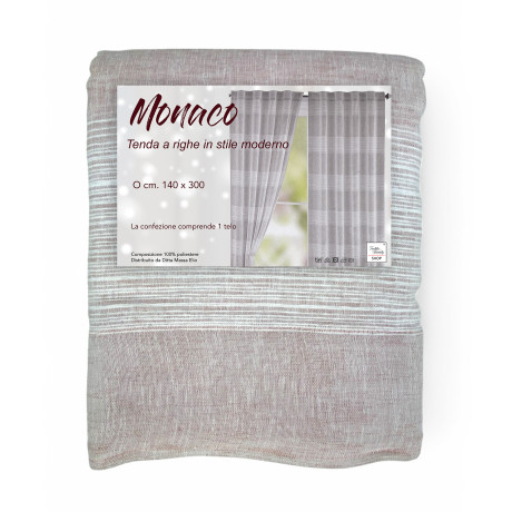 Monaco Pink Curtain 140x300 cm with tone-on-tone stripes and tape
