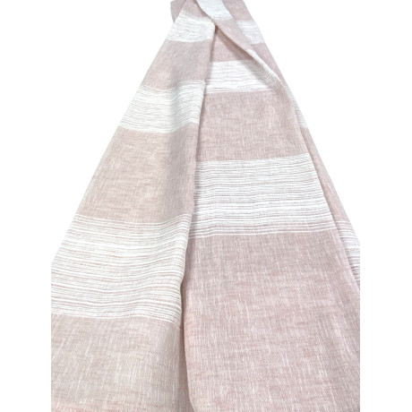 Monaco Pink Curtain 140x300 cm with tone-on-tone stripes and tape