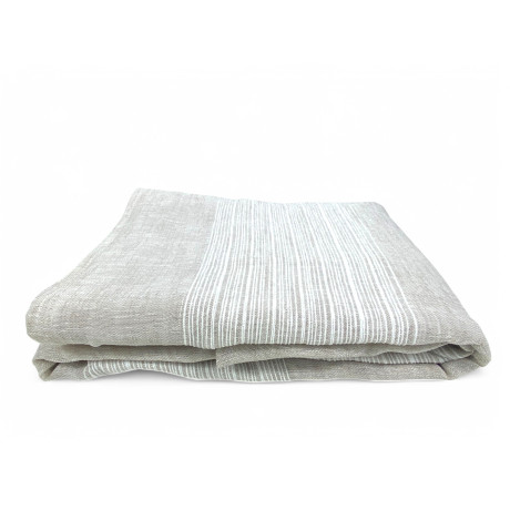 Monaco beige curtain 140x300 cm with tone-on-tone stripes and tape