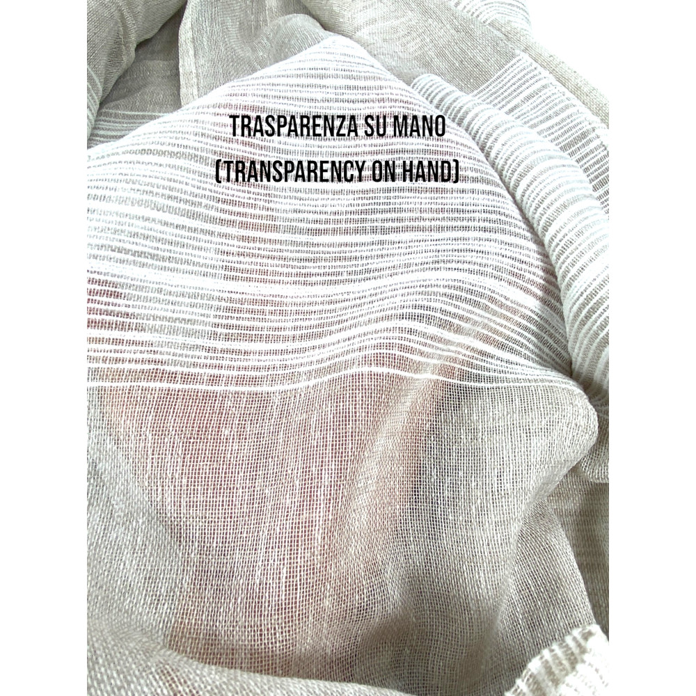 Rideau Monaco Beige - Panneau 140x300 cm Rayures Modernes - Sangle Universelle pour Tiges et Rails