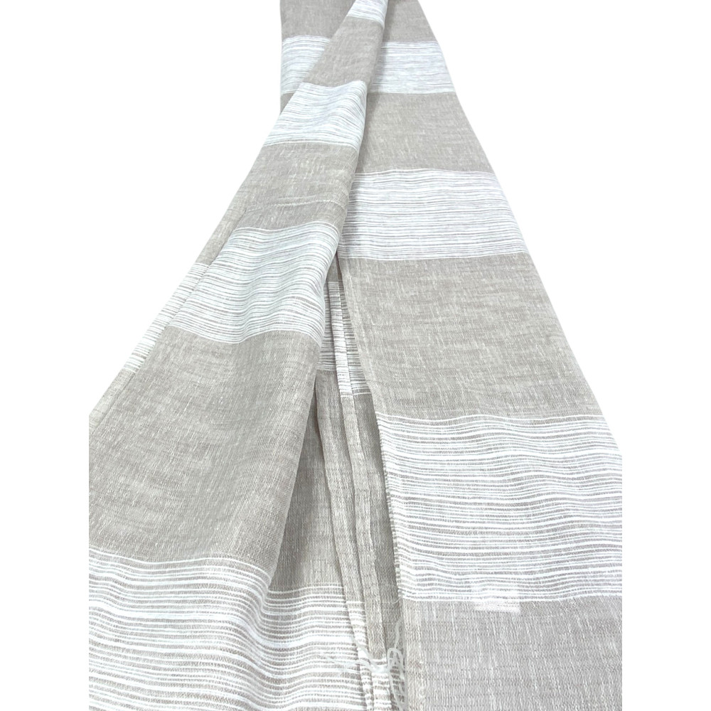 Monaco Beige Curtain - Panel 140x300 cm Modern Stripes - Universal Webbing for Rods and Rails