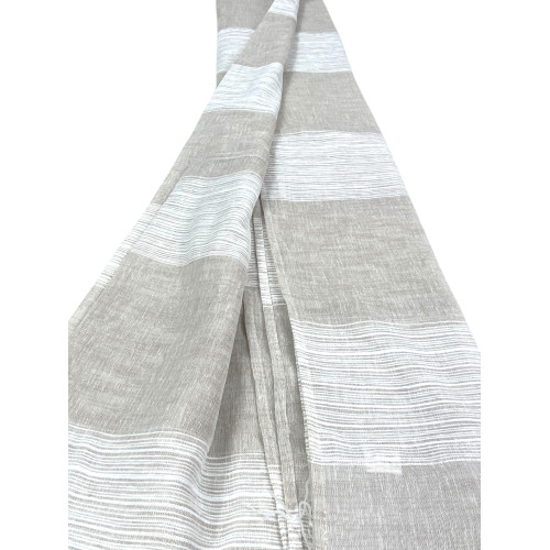 Rideau Monaco Beige - Panneau 140x300 cm Rayures Modernes - Sangle Universelle pour Tiges et Rails