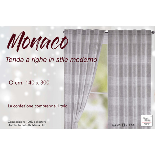 Cortina Monaco Beige - Panel 140x300 cm Rayas Modernas - Cincha Universal para Varillas y Rieles