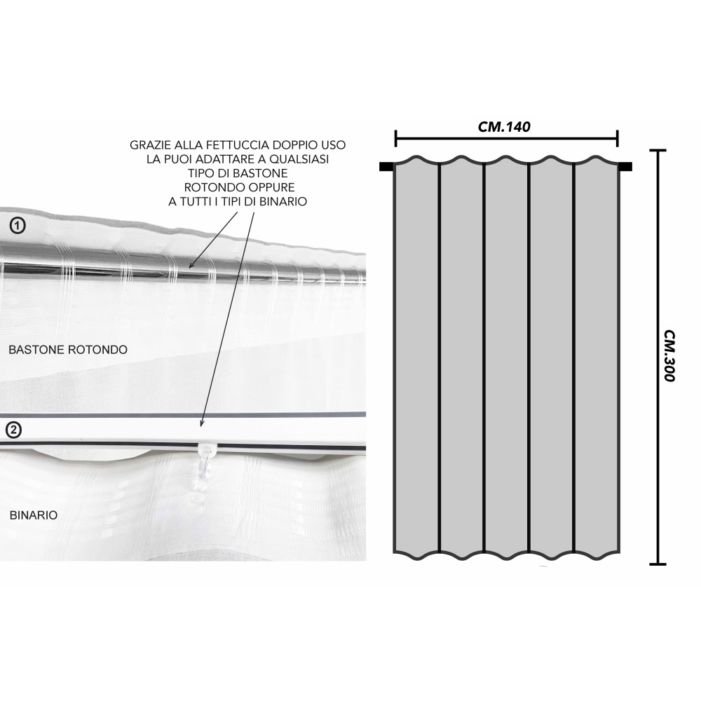 Moderner gestreifter Jacquard-Vorhang - 140x300 cm - Universelles Gurtband - 1 eleganter Stoff