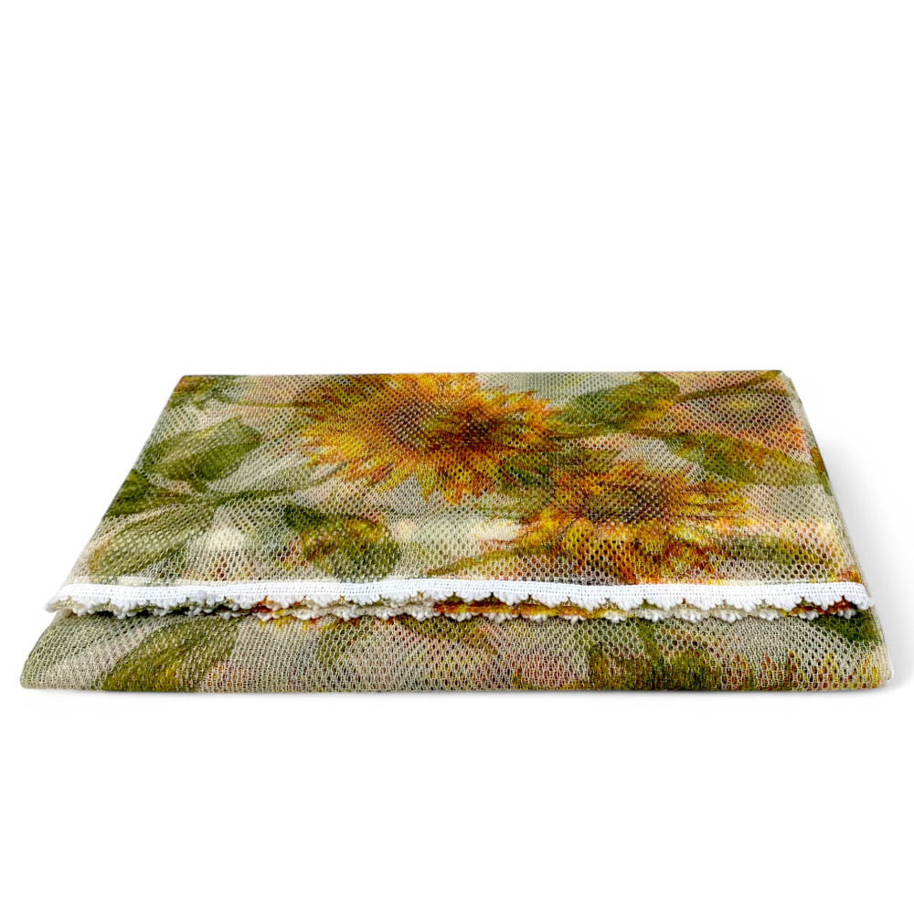 Sonnenblumen Moskitonetz - Outdoor Insektennetz Garten Balkon - Polyester mit Ösen und Fransen