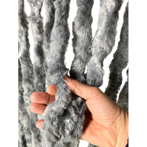 Rideau en chenille grise Soffio - Protection contre les insectes, semi-transparent, facile à monter - Polypropylène 100 % recycl