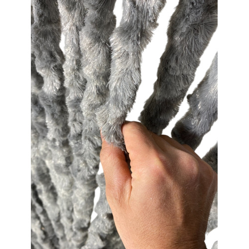 Rideau en chenille grise Soffio - Protection contre les insectes, semi-transparent, facile à monter - Polypropylène 100 % recycl