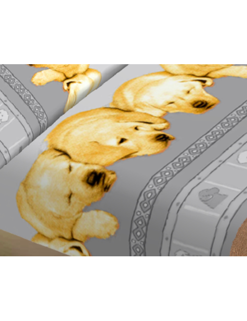 BETTWÄSCHE-SET FÜR LAKEN NATUR HUND LABRADOR GRAU