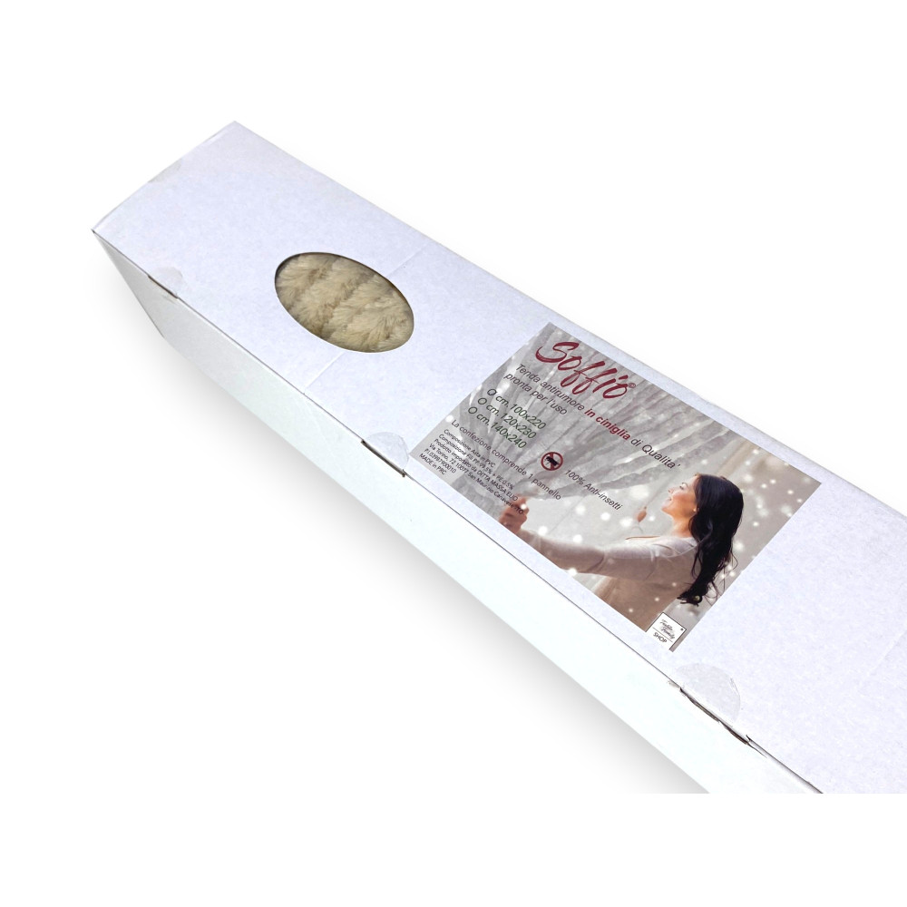 Soffio beige chenille curtain - Insect protection, semi-transparent, easy assembly - 100% recyclable polypropylene