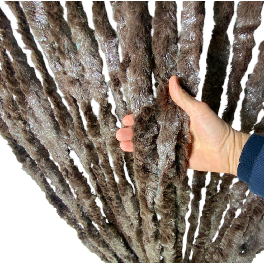 Rideau en chenille marron - Protection contre les insectes, semi-transparent, facile à monter - Polypropylène 100 % recyclable