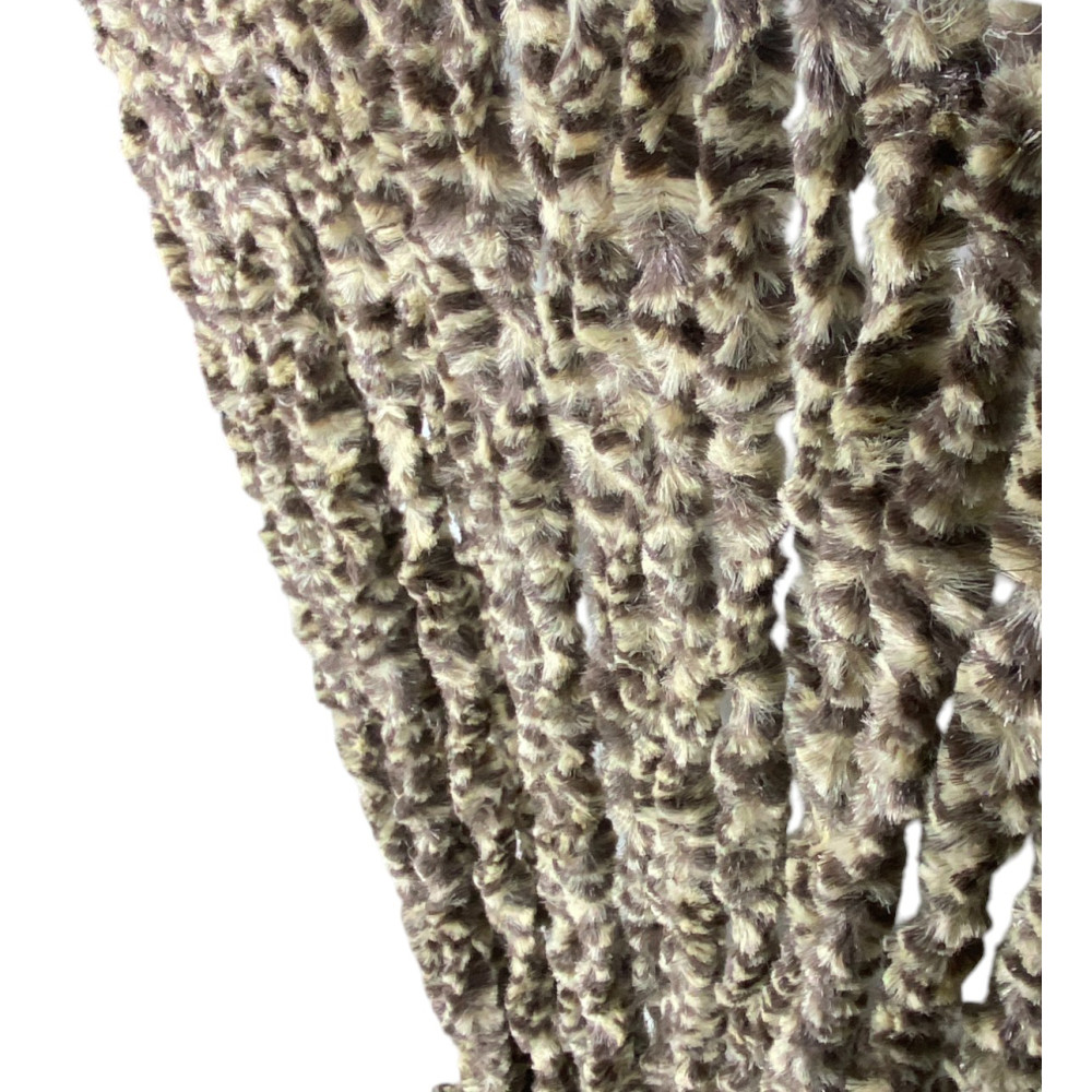 Zweifarbiger Chenille-Vorhang Beige und Puffbraun - Insektenschutz, halbtransparent, einfache Montage