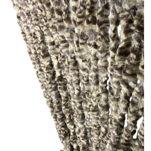 Zweifarbiger Chenille-Vorhang Beige und Puffbraun - Insektenschutz, halbtransparent, einfache Montage