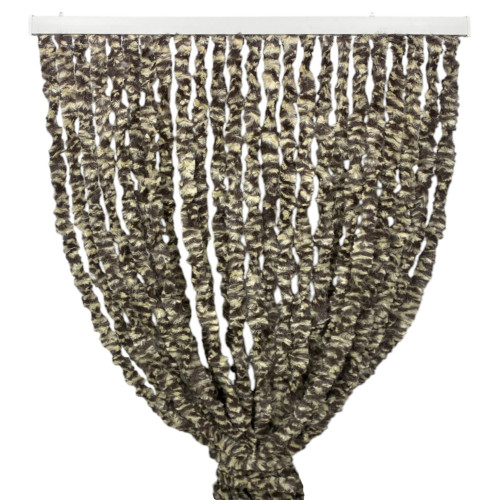 Rideau en chenille bicolore beige et brun bouffant - protection contre les insectes, semi-transparent, montage facile