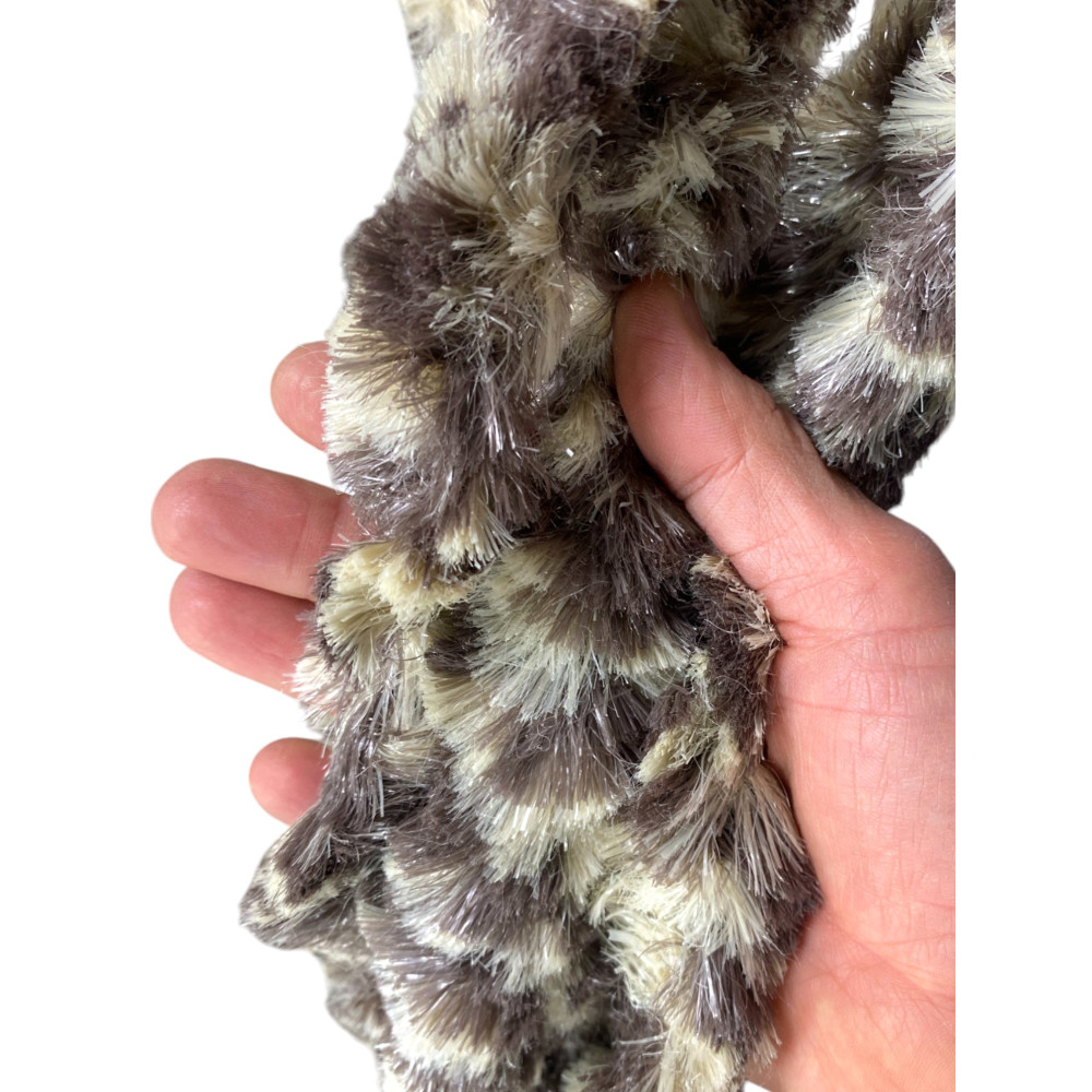 Cortina de chenilla bicolor beige y marrón puff - Protección contra insectos, semitransparente, fácil montaje