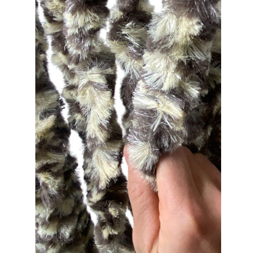 Zweifarbiger Chenille-Vorhang Beige und Puffbraun - Insektenschutz, halbtransparent, einfache Montage