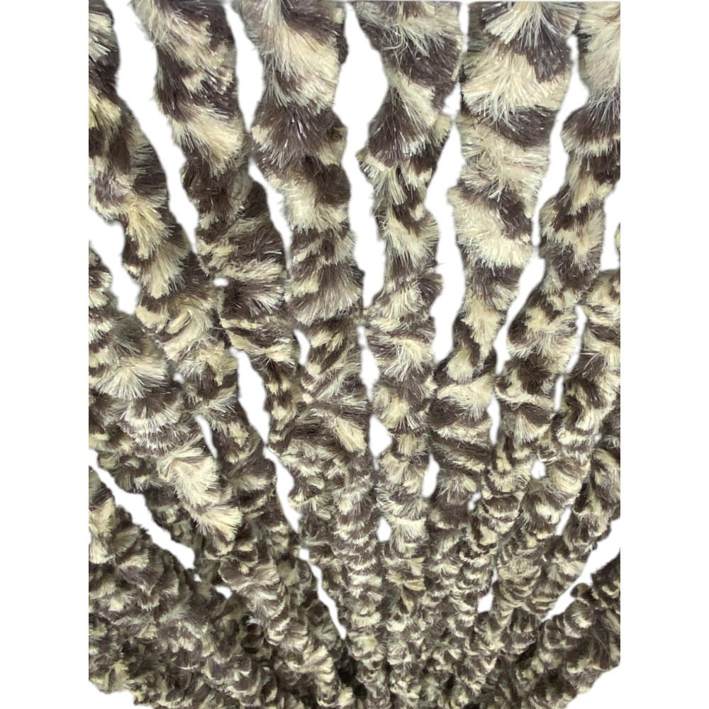 Zweifarbiger Chenille-Vorhang Beige und Puffbraun - Insektenschutz, halbtransparent, einfache Montage