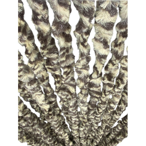 Two-tone Chenille Curtain Beige and Puff Brown - Insect Protection, Semi-transparent, Easy Assembly