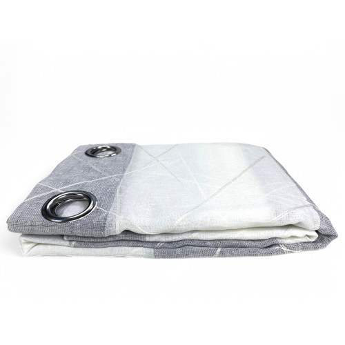 Rideau brodé Yara Gris - Panneau Moderne 140x300 cm Polyester - Effet lin, Transparent, Oeillets en métal