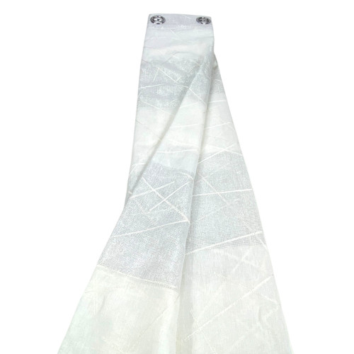 White Yara curtain panel with tone-on-tone stripes - Modern linen effect