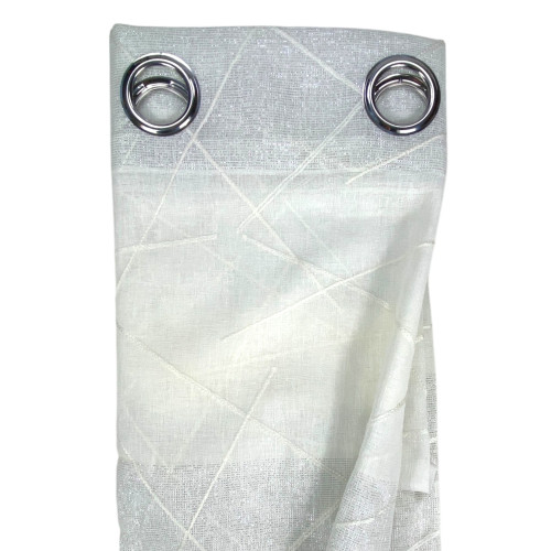 Yara Weißer bestickter Vorhang - Modernes Paneel 140x300 cm Polyester - Leineneffekt, transparent, Metallösen
