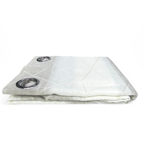 Yara Beige Bestickter Vorhang - Modernes Paneel 140x300 cm Polyester - Leineneffekt, transparent, Metallösen