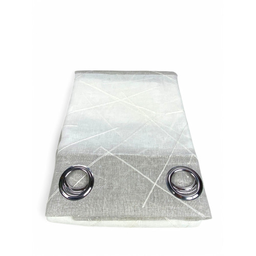 Yara Beige Bestickter Vorhang - Modernes Paneel 140x300 cm Polyester - Leineneffekt, transparent, Metallösen