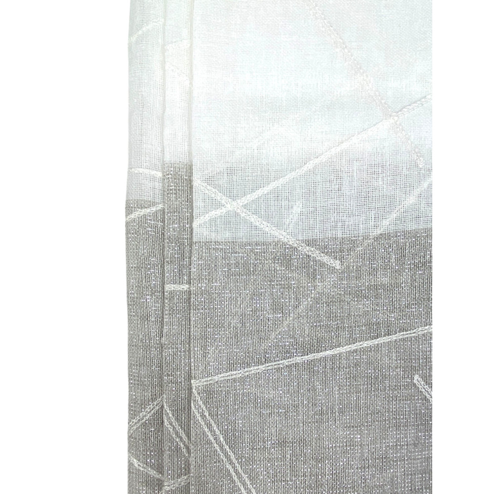 Cortina bordada Yara Beige - Panel Moderno 140x300 cm Poliéster - Efecto Lino, Transparente, Ojales Metálicos