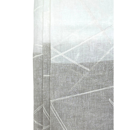 Tenda Yara Beige Ricamata - Pannello Moderno 140x300 cm Poliestere - Effetto Lino, Trasparente, Occhielli Metallo