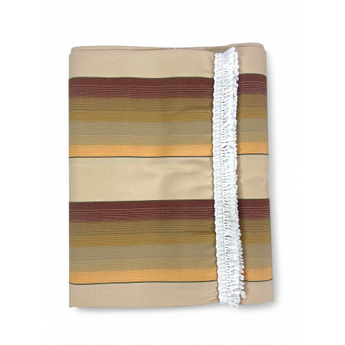 Toldo de rayas marrones beige - plegado y listo para el montaje