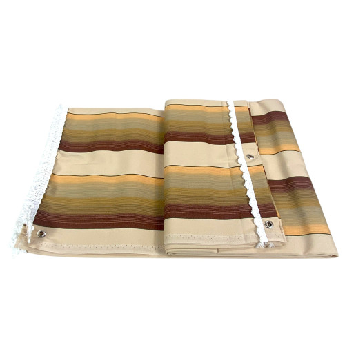 Ombralux Awning Malta - Acrylic Dralon® Beige Brown Stripes - Steel Eyelets, Made in Italy