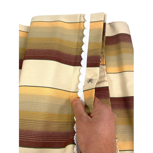 Ombralux Awning Malta - Acrylic Dralon® Beige Brown Stripes - Steel Eyelets, Made in Italy