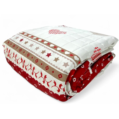 Red Champoluc quilted bedspread - check quilting detail 5x5 cm