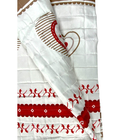 Red Champoluc quilted bedspread - check quilting detail 5x5 cm