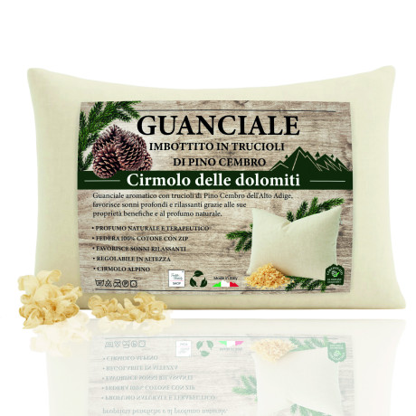 Guanciale naturale 50x80cm in Pino Cembro dell'Alto Adige con trucioli di cirmolo