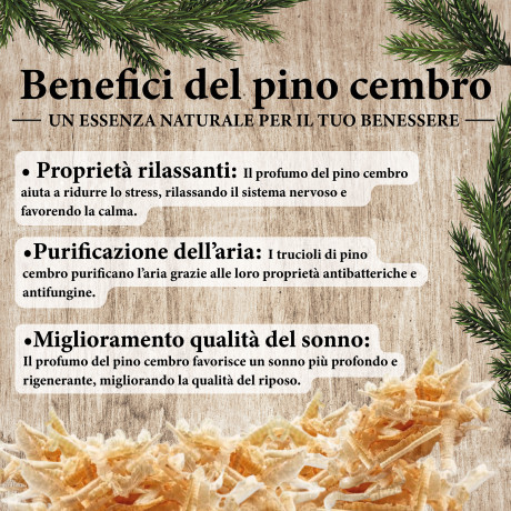 Guanciale naturale 50x80cm in Pino Cembro dell'Alto Adige con trucioli di cirmolo