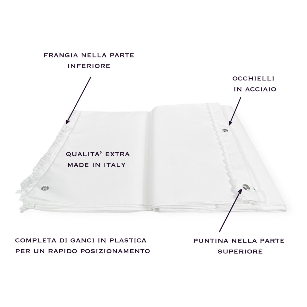 Auvent Ombralux Blanc Uni - Couleur unie Acrylique Dralon® - Œillets en acier, Fabriqué en Italie