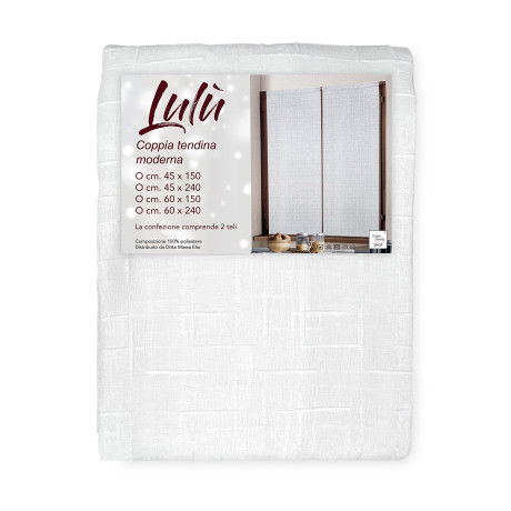 Pair of Lulù White curtain 45x150 cm - Geometric embroidered fabric ideal for windows