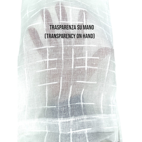 Paar moderne Vorhänge Lulù weiß - geometrischer bestickter Stoff, halbtransparent, einfache Montage, 2 Blätter