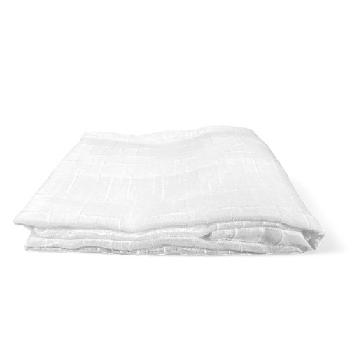 Pair of modern curtain Lulù white - geometric embroidered fabric, semi-transparent, easy assembly, 2 sheets