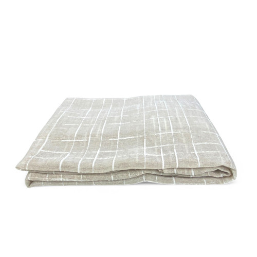 Par de cortinas modernas Lulù beige - tela bordada geométrica, semitransparente, fácil montaje, 2 hojas