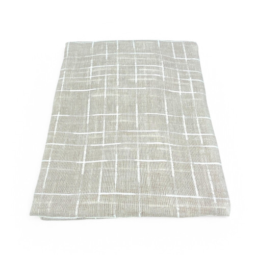 Par de cortinas modernas Lulù beige - tela bordada geométrica, semitransparente, fácil montaje, 2 hojas