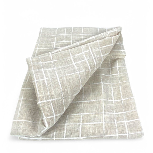 Paar moderne Vorhänge Lulù beige - geometrischer bestickter Stoff, halbtransparent, einfache Montage, 2 Blätter