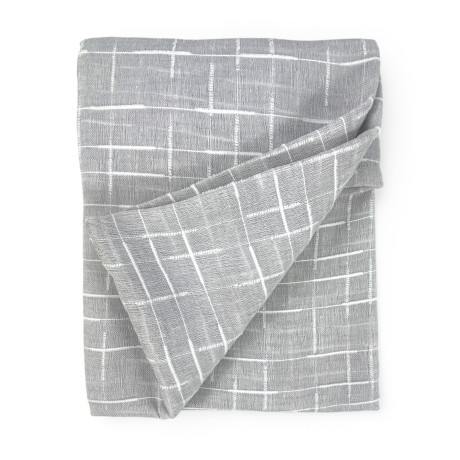 Pair of Lulù Grey curtain 45x150 cm - Geometric embroidered fabric ideal for windows