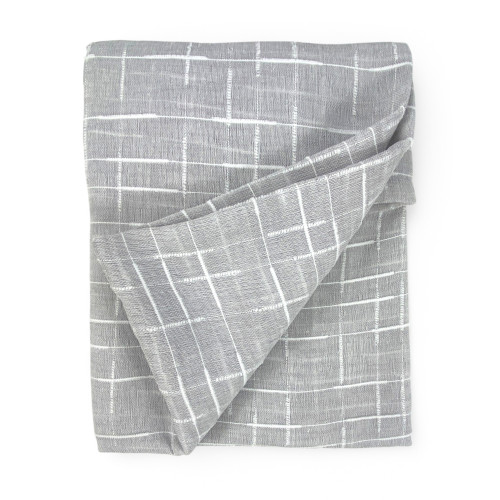 Par de cortinas modernas Lulù Grigio - tela bordada geométrica, semitransparente, fácil montaje, 2 hojas