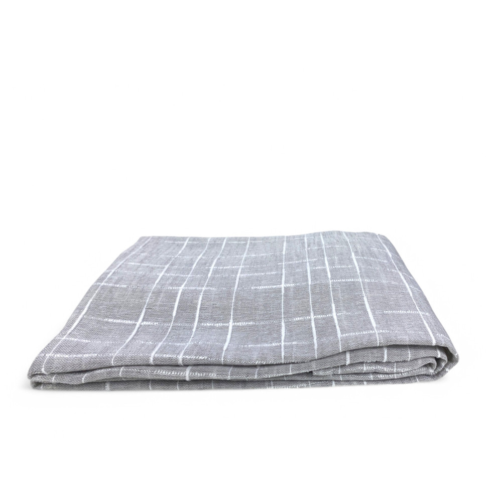 Pair of modern curtain Lulù Grigio - geometric embroidered fabric, semi-transparent, easy assembly, 2 sheets