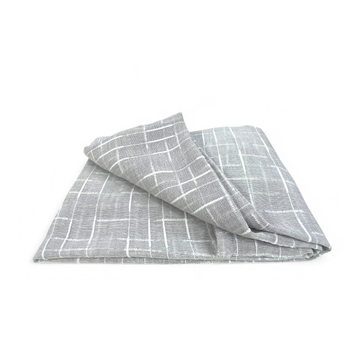 Paire de rideaux modernes Lulù Grigio - tissu brodé géométrique, semi-transparent, montage facile, 2 feuilles