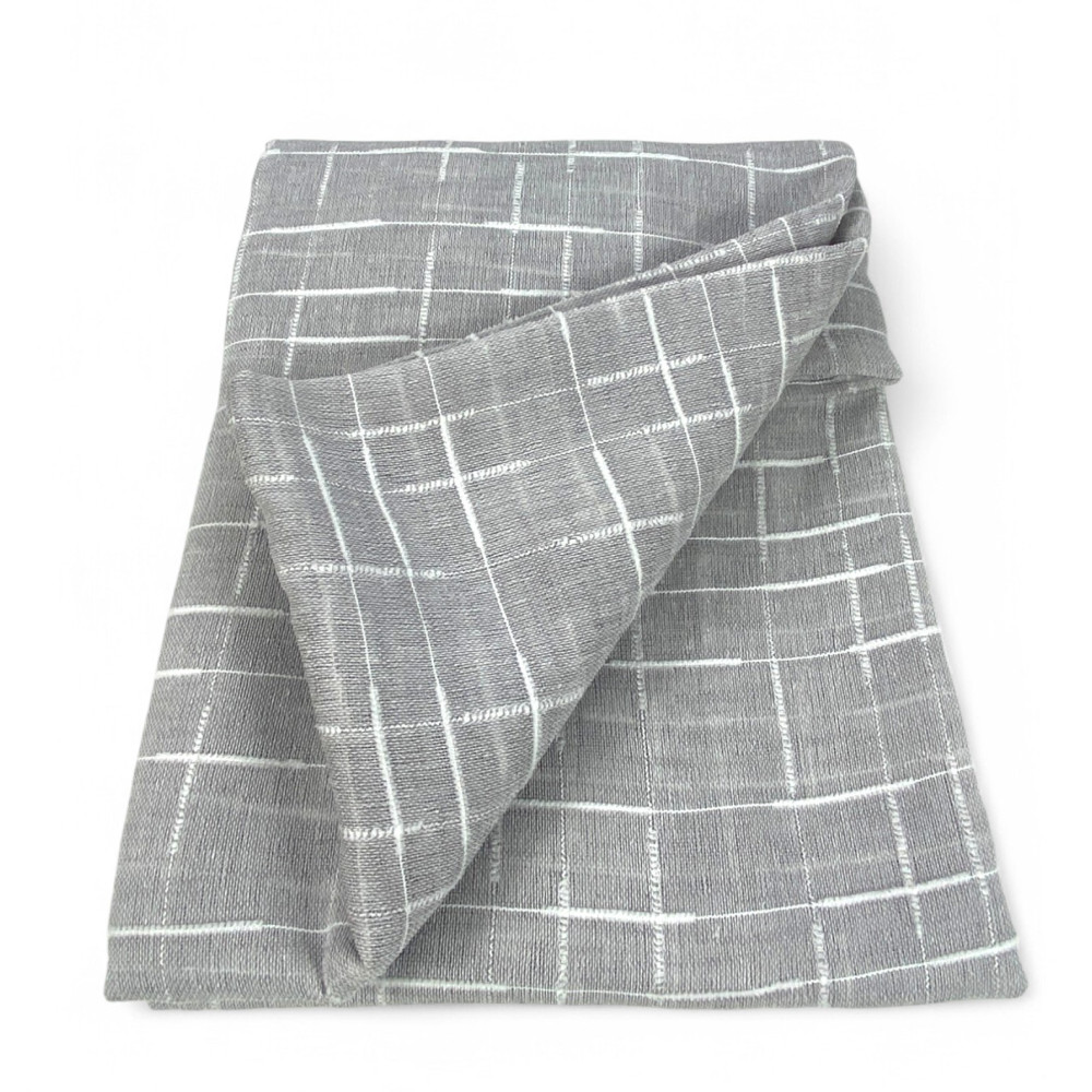 Paire de rideaux modernes Lulù Grigio - tissu brodé géométrique, semi-transparent, montage facile, 2 feuilles