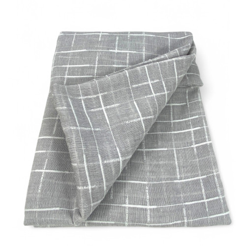 Paire de rideaux modernes Lulù Grigio - tissu brodé géométrique, semi-transparent, montage facile, 2 feuilles