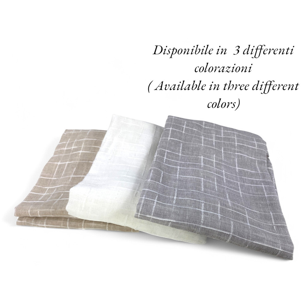 Paire de rideaux modernes Lulù Grigio - tissu brodé géométrique, semi-transparent, montage facile, 2 feuilles