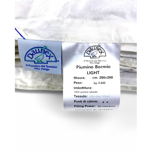 BORMIO Veste en duvet légère de Daunex - mi-saison, doudoune 100 % oie, coton blanc, pouvoir gonflant 650, fabriqué en Italie